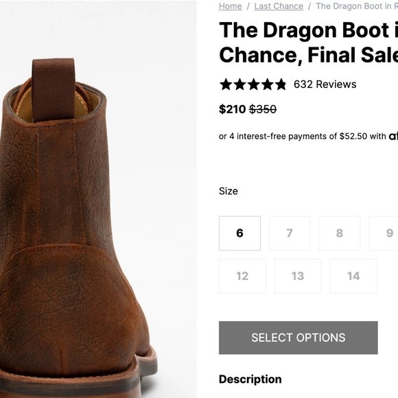 TAFT Dragon Boot in Rust (EU Size 40, Mens 7, Womens 8.5) ALMOST NEW! - Picture 2 of 10